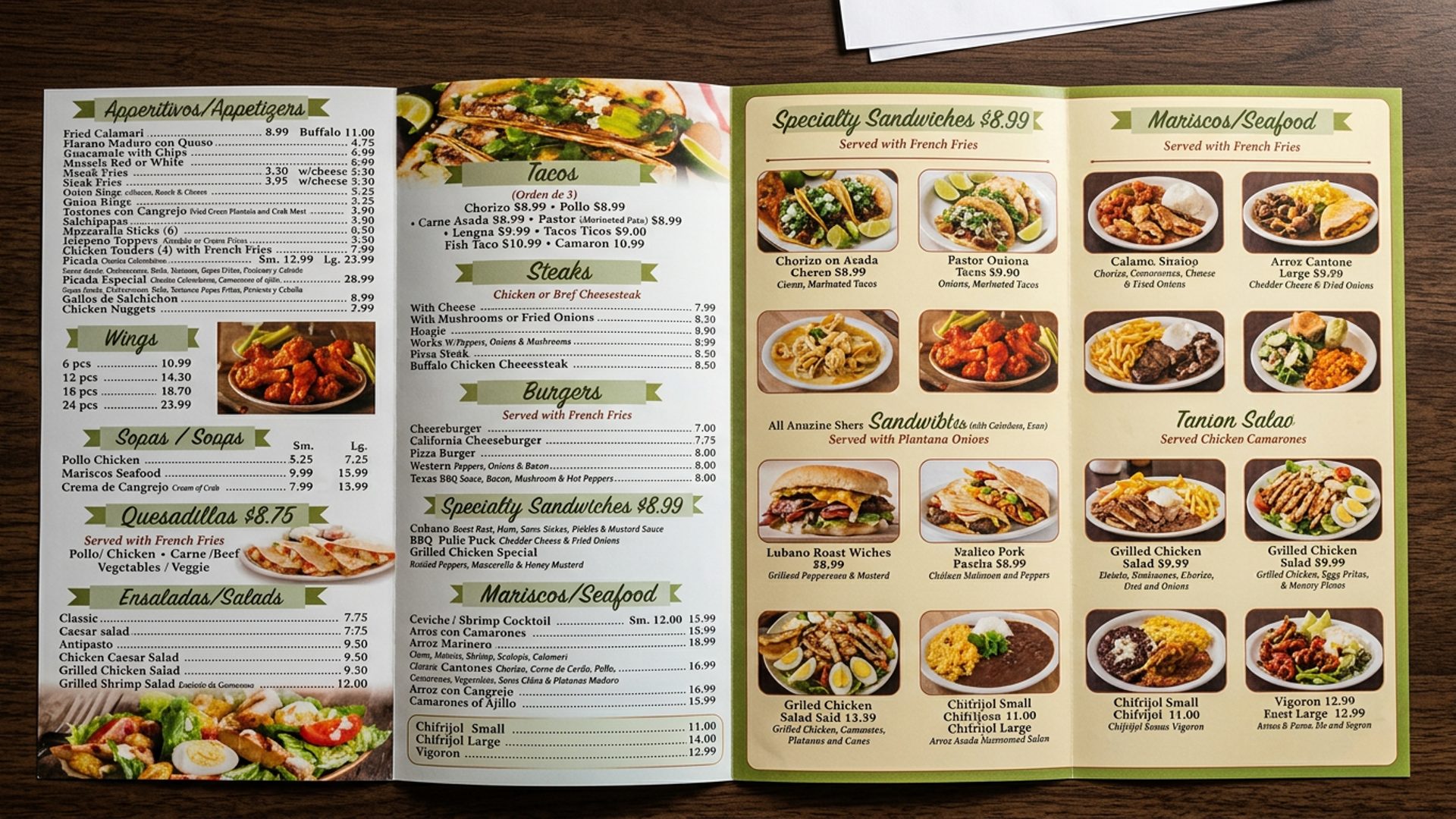 The printed menu